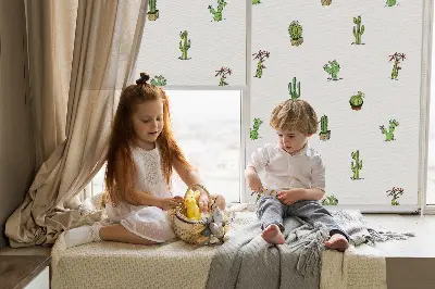 Ablakra szerelhető roló kaktuszos mintával