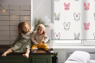 Függöny roló ablakra színes nyulak koronában mintával
