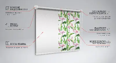 Ablakra szerelhető roló flamingók a levelek mintával