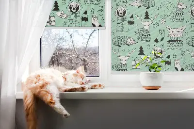 Ablakra szerelhető roló téli állatok mintával