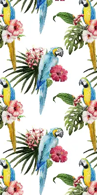 Ablakra szerelhető roló papagáj a virágokon mintával