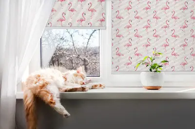 Ablakra akasztható roló flamingó mintás