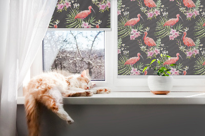 Ablakra szerelhető roló Flamingók a növényeken