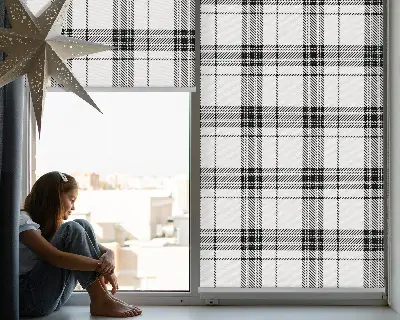 Ablakra akasztható roló szürke tartan mintás
