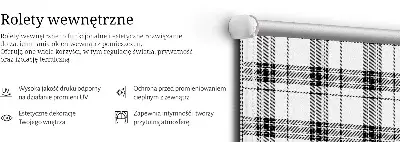 Ablakra akasztható roló szürke tartan mintás