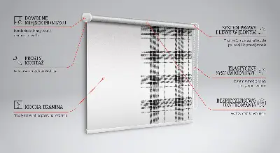 Ablakra akasztható roló szürke tartan mintás