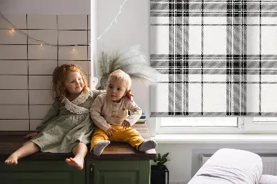 Ablakra akasztható roló szürke tartan mintás
