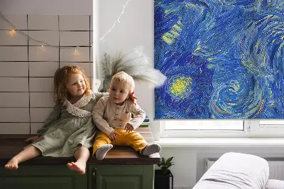 Sötétítő roló kékre festett mintával
