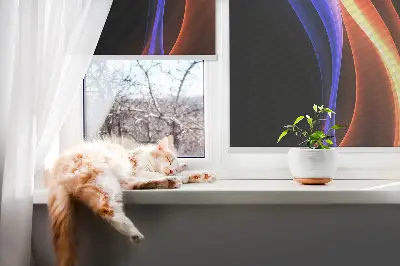 Ablakra akasztható roló narancssárga és kék animációs mintával