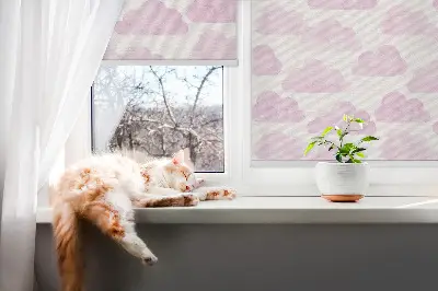 Ablakra szerelhető roló rózsaszín felhők mintával