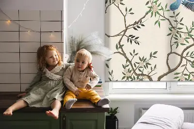 Ablakra szerelhető roló madarak a fán mintával