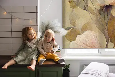 Ablakra akasztható roló rózsaszín virágok mintával