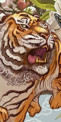 Sötétítő roló tigris virágokban mintával