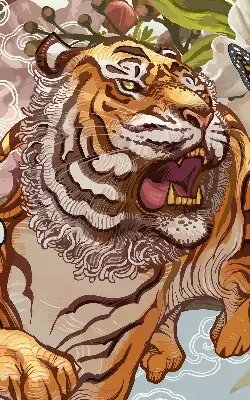 Sötétítő roló tigris virágokban mintával