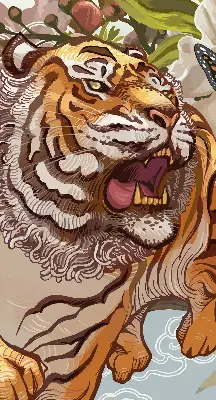 Sötétítő roló tigris virágokban mintával