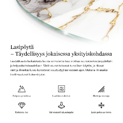 Kör asztallap Elegáns tömör fekete
