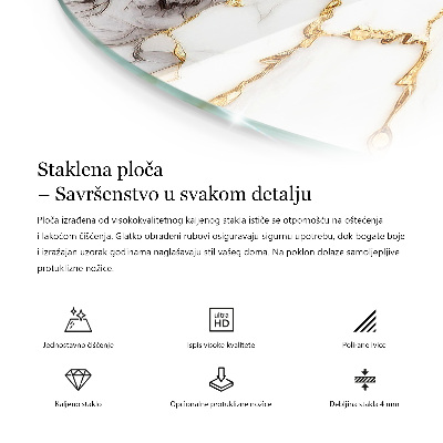 Kör asztallap Elegáns tömör fekete