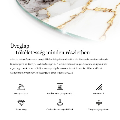 Kör asztallap Elegáns tömör fekete