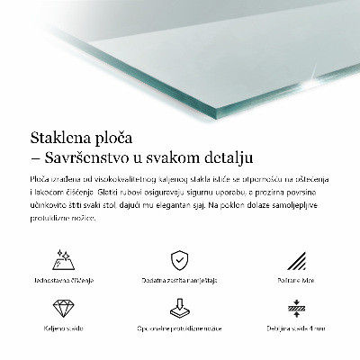 Konyhai asztallap négyszögletes átlátszó