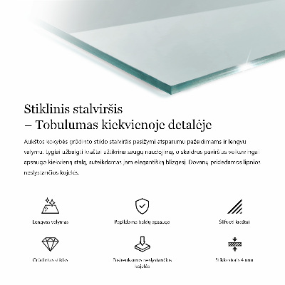 Konyhai asztallap négyszögletes átlátszó