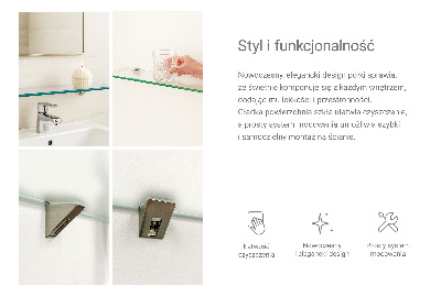 Fürdőszobai üvegpolc félig áttetsző kivitelben