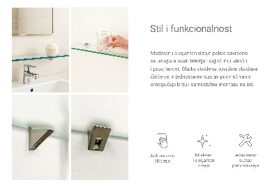 Fürdőszobai üvegpolc félig áttetsző kivitelben