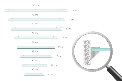 Fürdőszobai üvegpolc félig áttetsző kivitelben