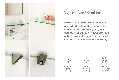 Fürdőszobai üvegpolc félig áttetsző kivitelben