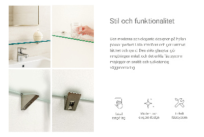 Fürdőszobai üvegpolc félig áttetsző kivitelben