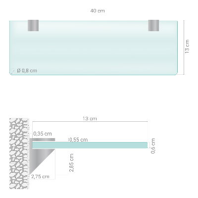 Fürdőszobai üvegpolc félig áttetsző kivitelben