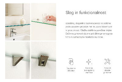 Fürdőszobai üvegpolc félig áttetsző kivitelben