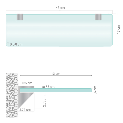Fürdőszobai üvegpolc félig áttetsző kivitelben