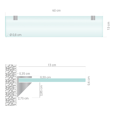 Fürdőszobai üvegpolc félig áttetsző kivitelben