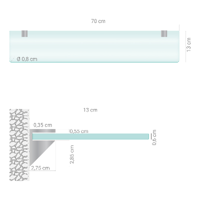 Fürdőszobai üvegpolc félig áttetsző kivitelben