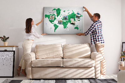 Nagyméretű parafatábla Akvarell zöld térkép