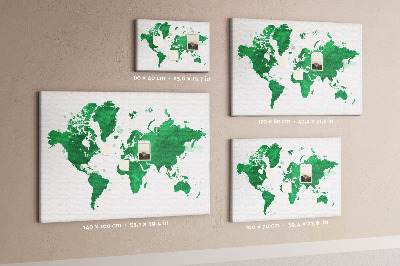 Nagyméretű parafatábla Akvarell zöld térkép