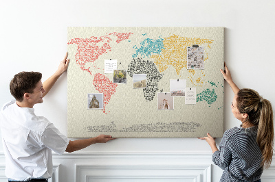 Nagyméretű parafatábla Levelekből készült térkép