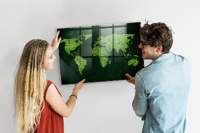 Színes mágneses tábla Füves világtérkép