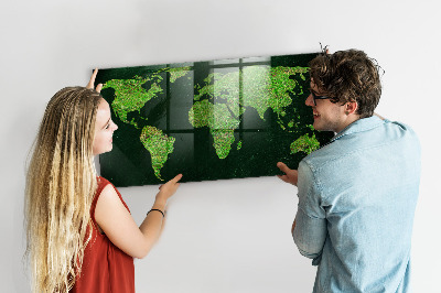 Színes mágneses tábla Füves világtérkép
