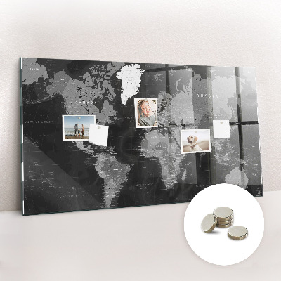 Színes mágneses tábla Fekete világtérkép
