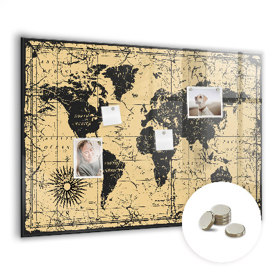 Színes mágneses tábla Vintage világtérkép
