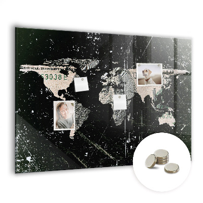 Színes mágneses tábla Dollár világtérkép