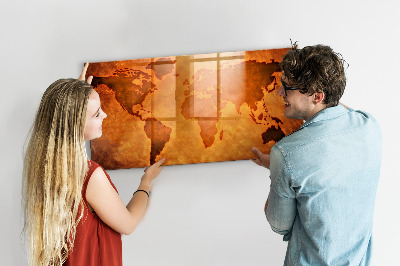 Színes mágneses tábla Nagy világtérkép