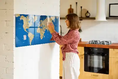 Törölhető mágneses tábla világtérkép mintával