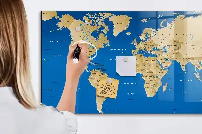 Törölhető mágneses tábla világtérkép mintával