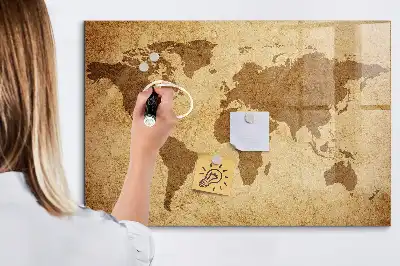 Mágneses felíró tábla vintage világtérkép mintával