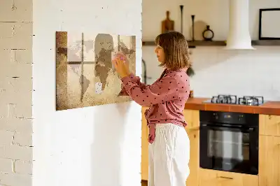 Mágneses felíró tábla vintage világtérkép mintával
