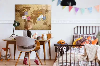 Mágneses felíró tábla vintage világtérkép mintával