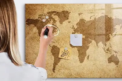 Mágneses felíró tábla vintage világtérkép mintával