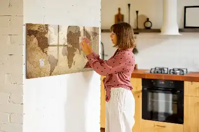 Mágneses felíró tábla vintage világtérkép mintával